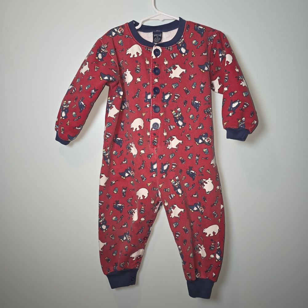 Vintage Lands End Winter Toddler Thick 1 Piece Pajamas‎ 4T Button Snaps